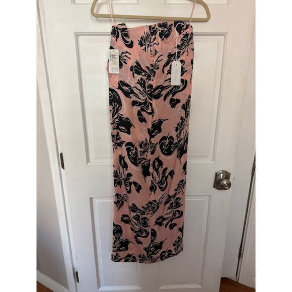 NWT Cedric Charlier Fantasy Silk Pink-Printed Strapless Midi Dress, size 6 - Picture 2 of 9